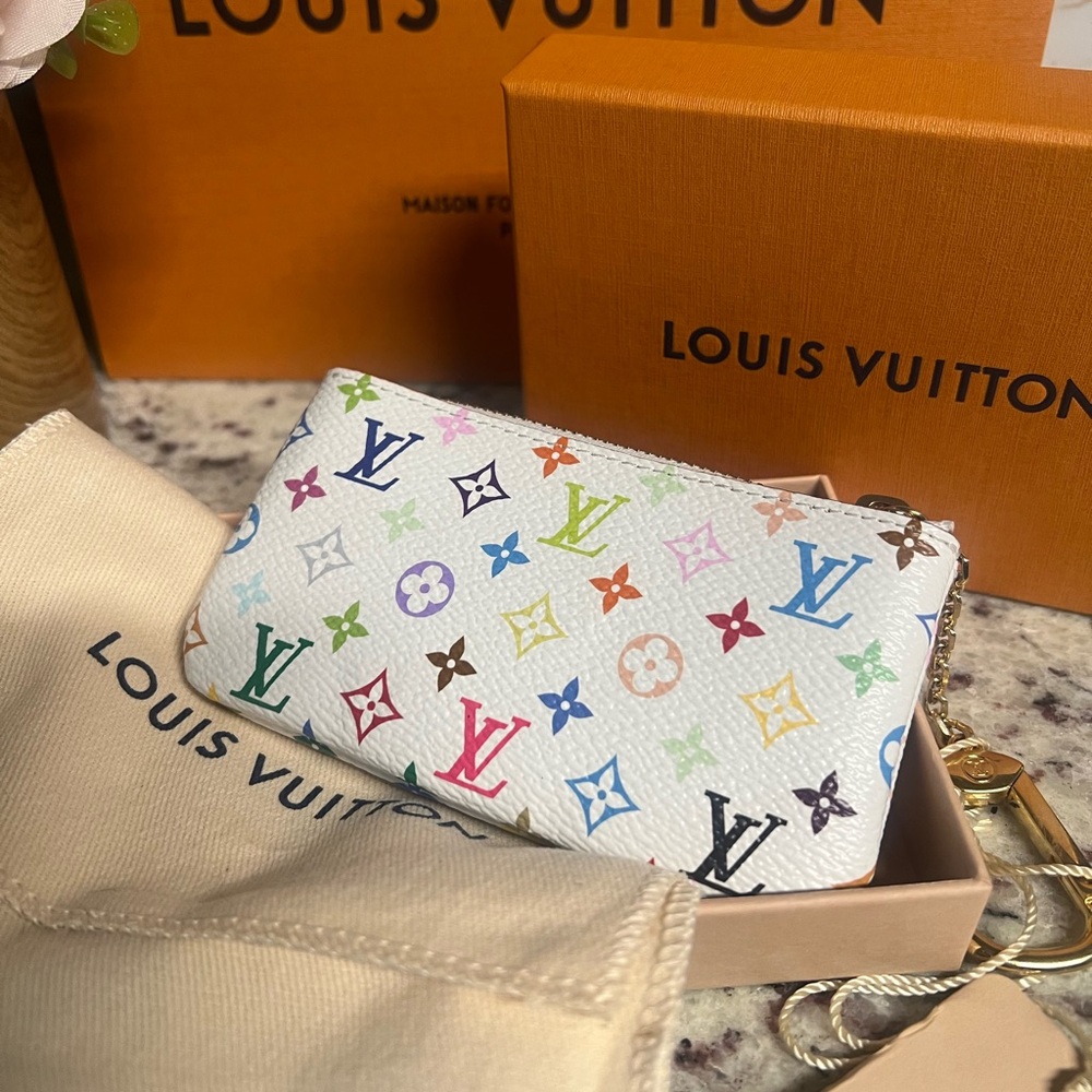 Louis Vuitton White Multicolor Monogram  Key Pouch